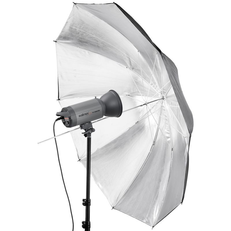 Walimex pro kaksikerroksinen heijastinvarjo 150 cm, musta/hopea, kova valo, studio- ja tuotekuvaukseen