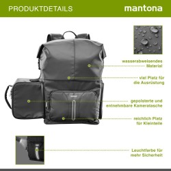Mantona Kurier Kamerareppu musta 210 x 340 x 450 mm ammattimainen ulkoilureppu nopealla pääsyllä