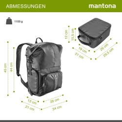 Mantona Kurier Kamerareppu musta 210 x 340 x 450 mm ammattimainen ulkoilureppu nopealla pääsyllä