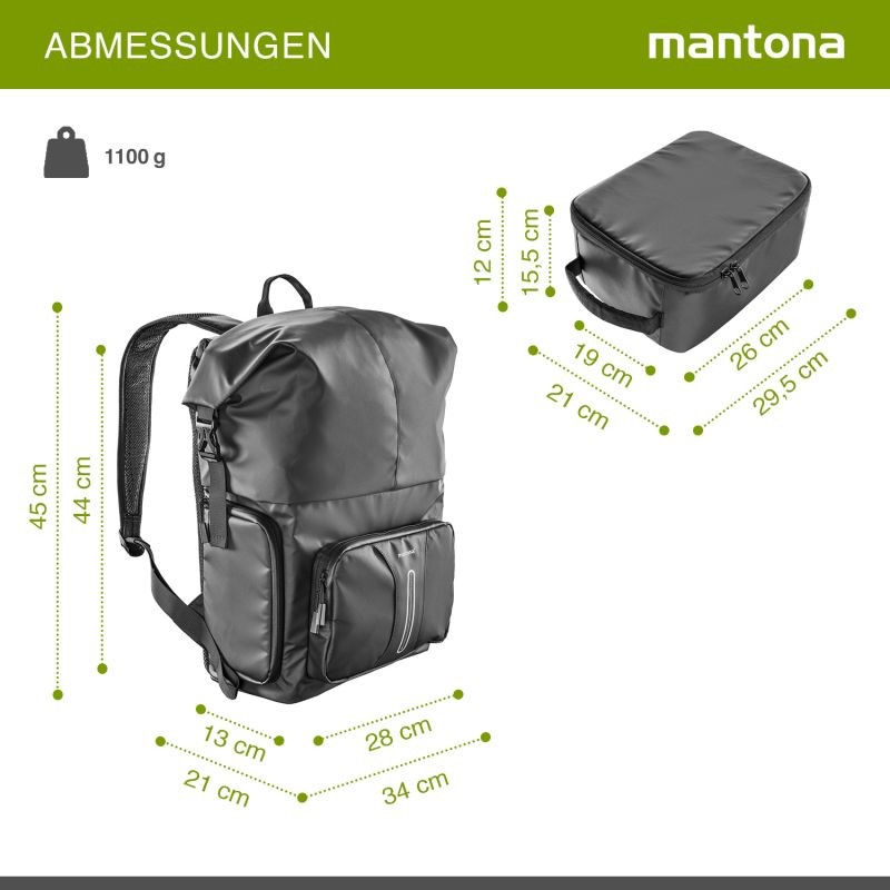 Mantona Kurier Kamerareppu musta 210 x 340 x 450 mm ammattimainen ulkoilureppu nopealla pääsyllä