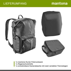 Mantona Kurier Kamerareppu musta 210 x 340 x 450 mm ammattimainen ulkoilureppu nopealla pääsyllä