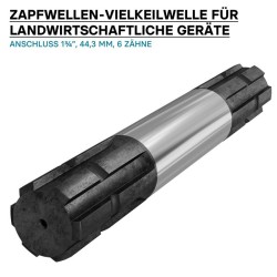 Moniura-akseli C2 300 mm Z6 6 hammasta traktorille AISI 1045 teräs