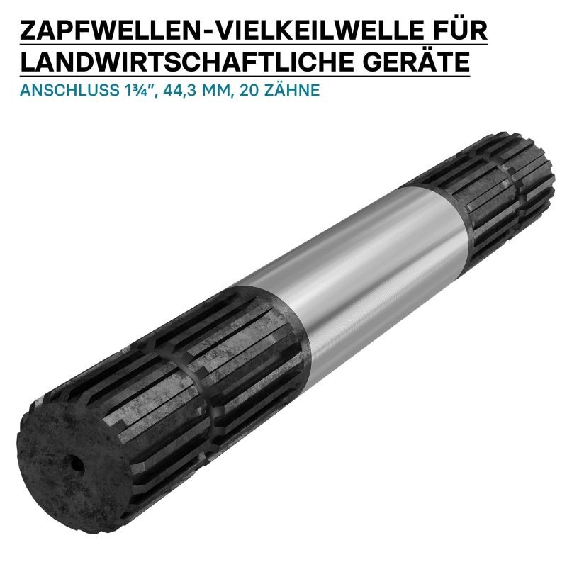 Voimanottoakseli E2 300 mm 20-hampainen AISI 1045 -teräs traktorille