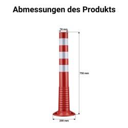 Joustavat liikenteenohjaustolpat 2 kpl, Ø 20 x 75 cm, PU, heijastinnauhat, punavalkoiset