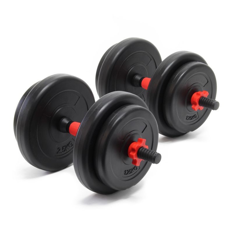 LUXTRI Käsipainosarja 15 kg, 8 sementtipainolevyä, musta