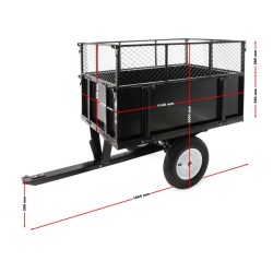 Kippiperävaunu 166 5 x 77 5 x 106 cm 300 kg ratsastajaleikkurille ja ATV lle irrotettavat sivuseinät
