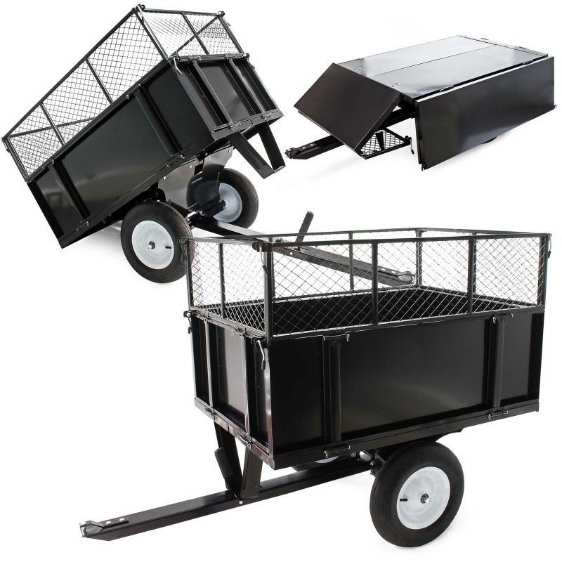 Kippiperävaunu 166,5 x 77,5 x 106 cm, 300 kg, ratsastajaleikkurille ja ATV:lle, irrotettavat sivuseinät