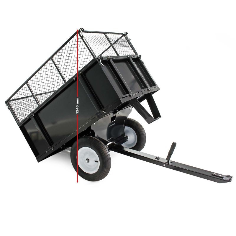 Kippiperävaunu 166,5 x 77,5 x 106 cm, 300 kg, ratsastajaleikkurille ja ATV:lle, irrotettavat sivuseinät