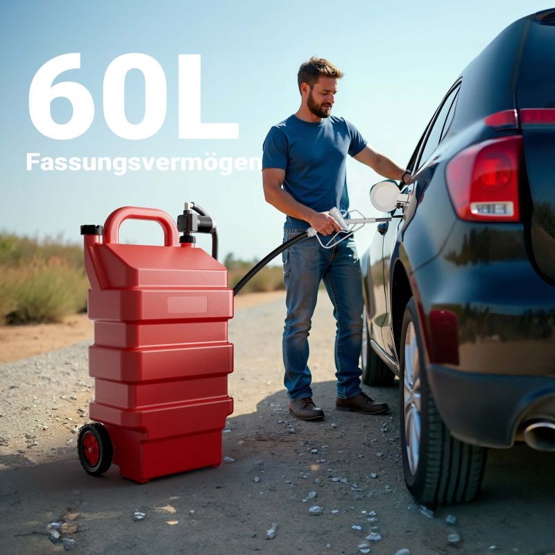Siirrettävä polttoaineasema 60 l, 12 V pumppu, diesel ja bensiini