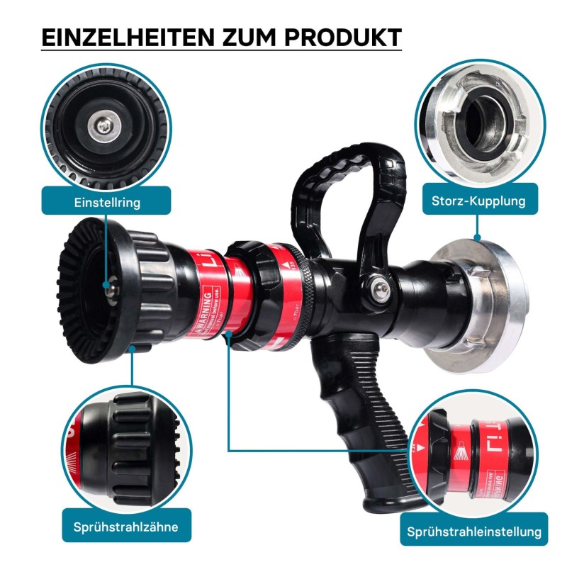 Suihkusuutin 150–450 l/min, 52 mm C-Storz-liitin, portaaton säätö