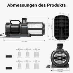SunSun CET-26000 SuperECO lampupumppu 26 000 l/h, 330 W, suodatinpumppu puutarhalampeen