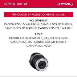 SAMYANG 14 mm T3 1 VDSLR ED AS IF UMC II Canon EF video objektiivi manuaalinen tarkennus musta