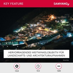 SAMYANG 14 mm T3.1 VDSLR ED AS IF UMC II Canon EF video-objektiivi, manuaalinen tarkennus, musta