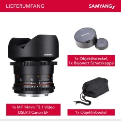 SAMYANG 14 mm T3.1 VDSLR ED AS IF UMC II Canon EF video-objektiivi, manuaalinen tarkennus, musta