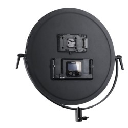 Walimex pro Soft LED 700 Round Bi-Color LED-paneelivalaisinsetti 60 W, 3200–5600 K, jalustalla ja akuilla