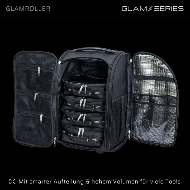 GlamSeries GlamRoller kuljetussalkku, 4 pussia, lämpösuojattu osasto, musta