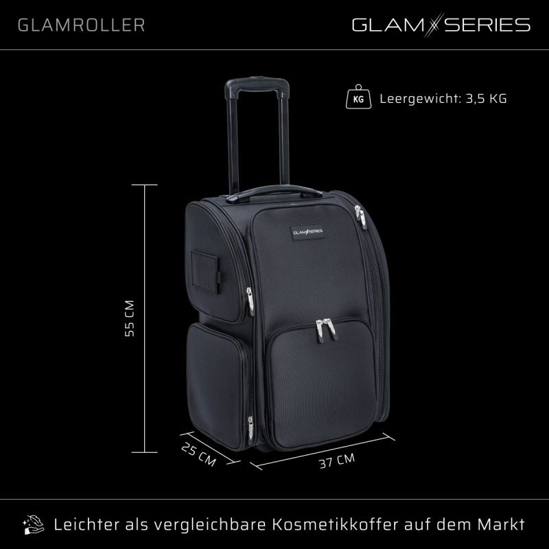 GlamSeries GlamRoller kuljetussalkku, 4 pussia, lämpösuojattu osasto, musta