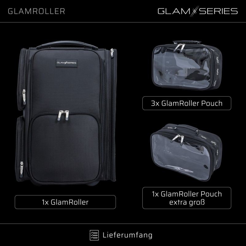 GlamSeries GlamRoller kuljetussalkku, 4 pussia, lämpösuojattu osasto, musta