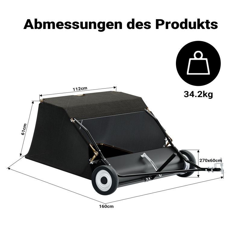 Lehtikerääjä 120 cm, 415 l, ratsastaville leikkureille ja ATV-ajoneuvoille