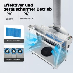 XPOtool Airbrush-poistojärjestelmä vesisuodattimella 11 m³/min, LED-valaistus