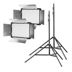 Walimex pro 2 kpl LED 500 Versalight Daylight LED-paneelivalaisin ja 2 kpl jalustaa, 32 W, 5600 K, kaukosäädin