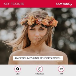 Samyang AF 75mm F1.8 FE muotokuvaobjektiivi Sony E-mount täyskenno ja APS-C