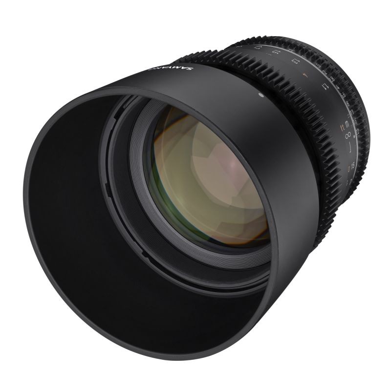 Samyang MF 85mm T1,5 VDSLR MK2 cine- ja videobjektiivi Sony E, täyskenno ja APS-C