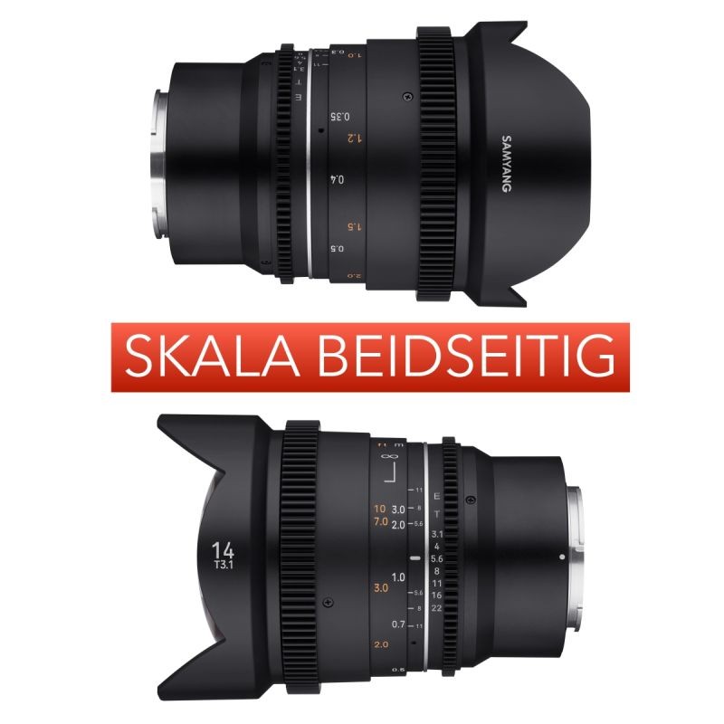 SAMYANG MF 14mm T3,1 VDSLR MK2 MFT ultra-laajakulmainen videobjektiivi, musta