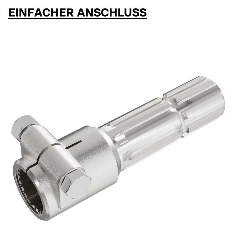 PTO-akselin adapteriholkki 160 mm, 21 uraa, ulosakseli 8-32x38x6, AISI 1045 -teräs