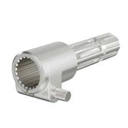 Voimanottoakselin PTO adapteriholkki 165 mm 21 hammasta ulosakseli 8 32x38x6 AISI 1045 teräs