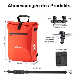 3-in-1 Pyörälaukku ja reppu, 25 l, punainen, vedenhylkivä, läppäritaskulla