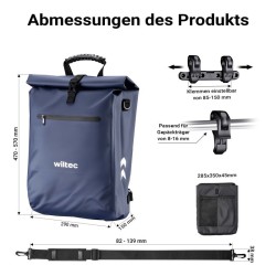 3-in-1 Pyörälaukku ja reppu, 25 l, sininen, läppäritasku, vedenhylkivä