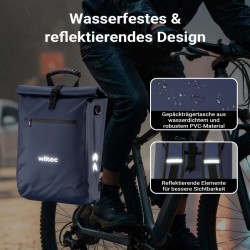 3-in-1 Pyörälaukku ja reppu, 25 l, sininen, läppäritasku, vedenhylkivä