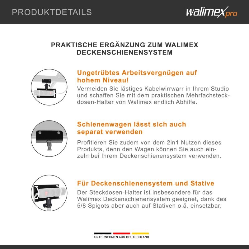 Walimex pistorasiateline kattokiskojärjestelmään 200 x 40 x 170 mm, musta
