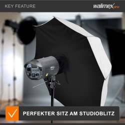 Walimex pro sateenvarjomainen softbox 109 cm, valkoinen heijastuspinta, sisältää kuljetuslaukun