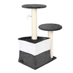 Harmaa kiipeilypuu 71 cm, 3 tasoa, pesä ja leikkipallo