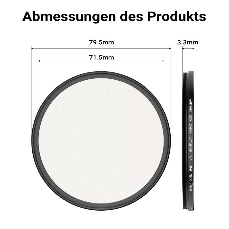 Walimex pro Black Diffusion 1/4 -suodin 77 mm, nanopinnoite, 3,3 mm slim-kehys