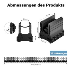 Jätevesiletkun pidike 4,5 m, korkeussäädettävä, enintään Ø 94 mm, musta, matkailuautoon ja asuntovaunuun