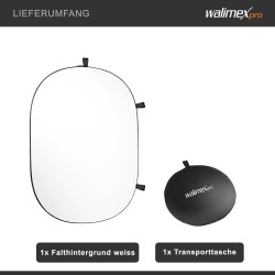 Walimex pro Taitettava valkoinen fototausta 150 x 200 cm kuljetuspussilla ja kiinnityslenkillä