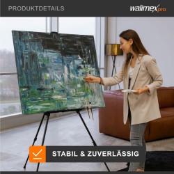 Walimex pro Maalausteline XXL 62-205 cm, alumiini, musta, sisältää kantolaukun