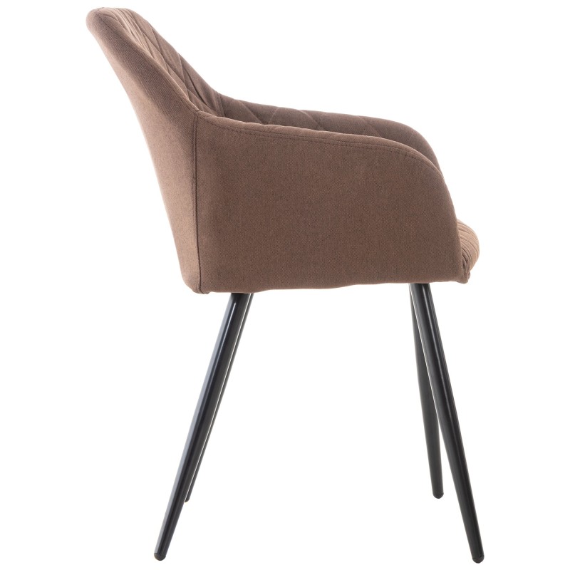 Moderni pehmustettu ruokailutuolipari käsinojilla ja metallirungolla