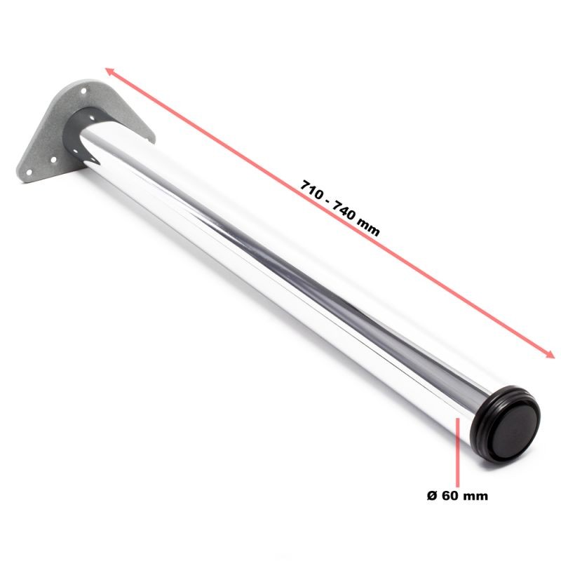 Säädettävät pöydänjalat 4 kpl, ruostumaton teräs, Ø 60 mm, 710 mm, kromi