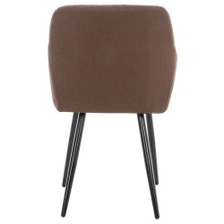 Moderni pehmustettu ruokailutuolipari käsinojilla ja metallirungolla