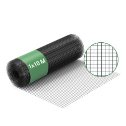 PVC pinnoitettu sinkitty teräsverkko musta 100 cm x 10 m 12 x 12 mm 0 9 mm