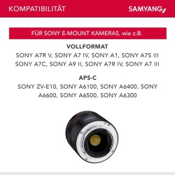 Samyang AF 45mm f 1 8 FE kiinteä polttovälin objektiivi Sony E mountille täyskenno ja APS C