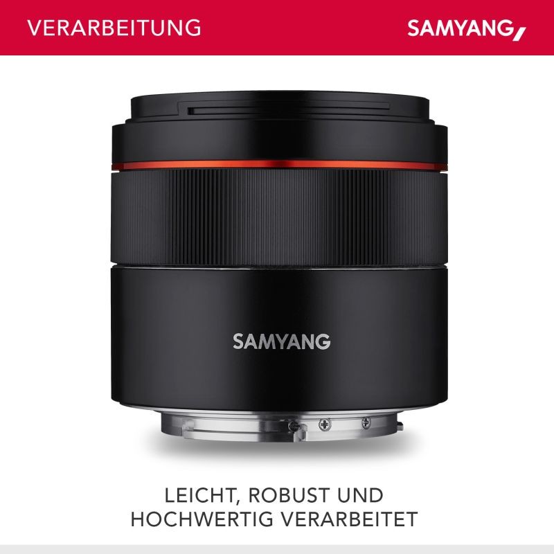 Samyang AF 45mm f/1.8 FE -kiinteä polttovälin objektiivi Sony E-mountille, täyskenno ja APS-C