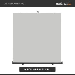 Walimex pro rullattava taustajärjestelmä harmaa 210 x 220 cm kuljetuslaatikolla