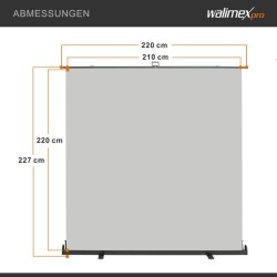 Walimex pro rullattava taustajärjestelmä harmaa 210 x 220 cm, kuljetuslaatikolla