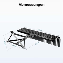 Heinäharava 152 cm työleveys, 32 haravapiikkiä, 3-pisteen kiinnitys, 360° kääntö