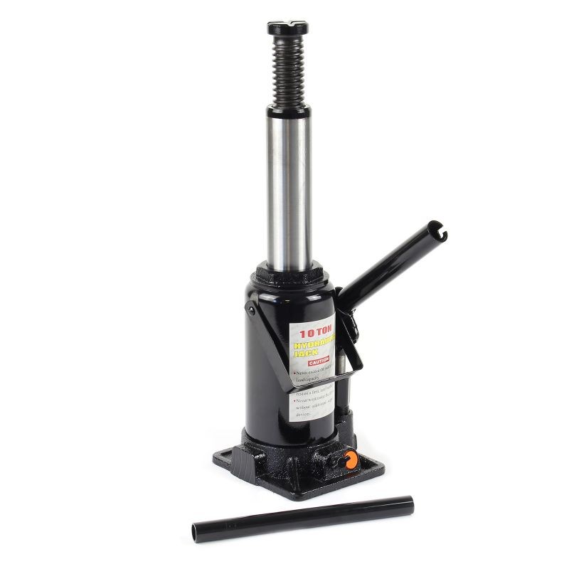Hydraulinen pullonostin 10 t, 205–390 mm, hallittu laskutoiminto, musta